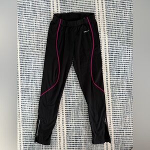 Baleaf Fleece Leggings in Black with Pink Trim